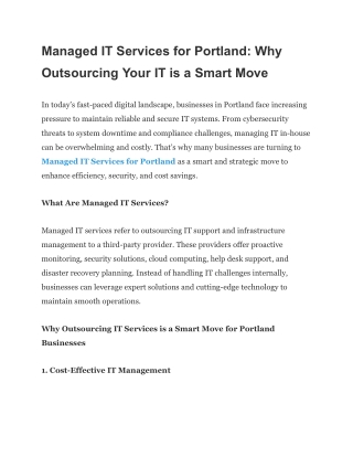 Managed IT Services for Portland_ Why Outsourcing Your IT is a Smart Move