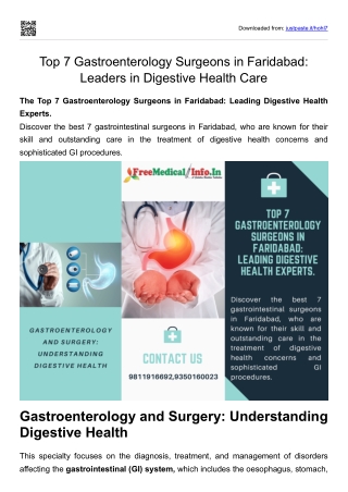 Top 7 Gastroenterology Surgeons in Faridabad Leaders in Digestive Health Care