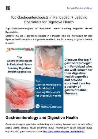 Top Gastroenterologists in Faridabad Seven Leading Digestive Health Specialists.