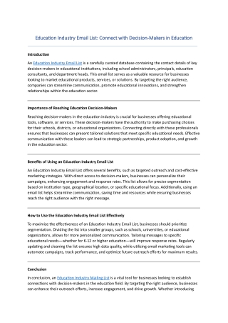 Education Industry Email List- Connect with Decision-Makers in Education