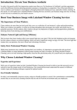 Boost Your Business Image with Lakeland Window Cleaning Services
