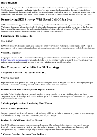 Demystifying SEO Strategy With Social Cali Of San Jose