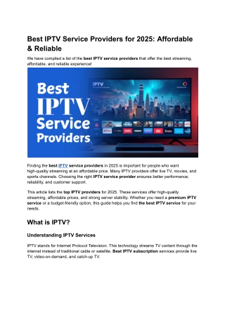 Best IPTV Service Providers for 2025_ Affordable & Reliable