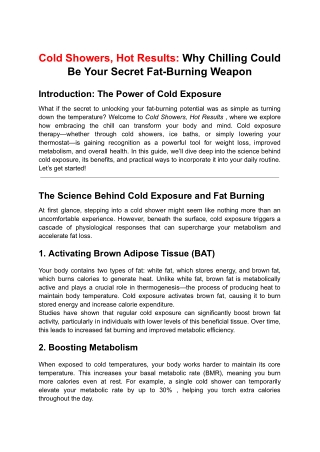 Cold Showers, Hot Results: Why Chilling Could Be Your Secret Fat-Burning Weapon