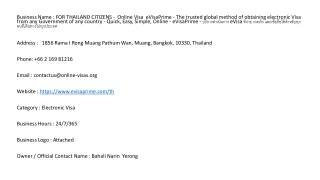 FOR THAILAND CITIZENS -  Online Visa  eVisaPrime - The trusted global method of
