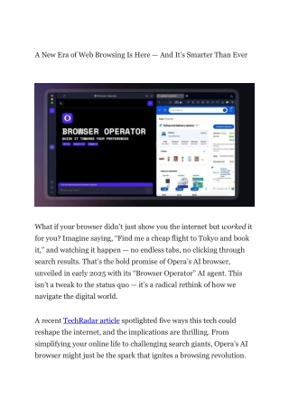 How Opera’s AI Browser Could Redefine the Internet in 2025