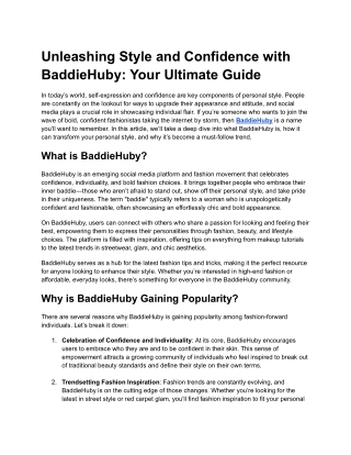 Unleashing Style and Confidence with BaddieHuby_ Your Ultimate Guide