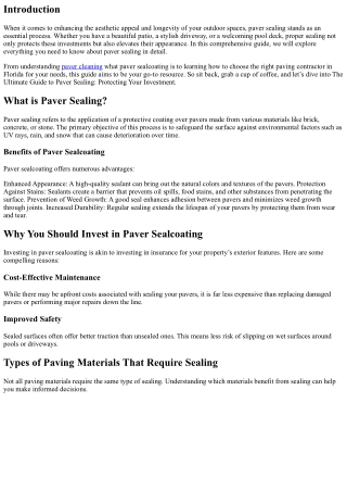 The Ultimate Guide to Paver Sealing: Protecting Your Investment