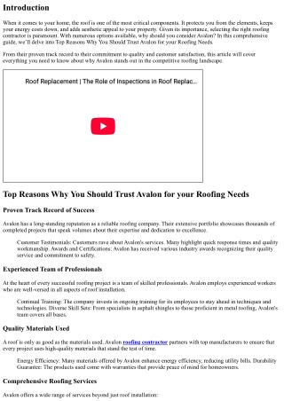 Top Reasons Why You Should Trust Avalon for your Roofing Needs