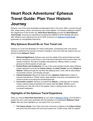 Heart Rock Adventures' Ephesus Travel Guide_ Plan Your Historic Journey