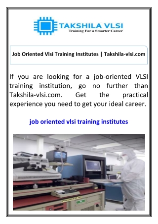 Job Oriented Vlsi Training Institutes  Takshila-vlsi.com
