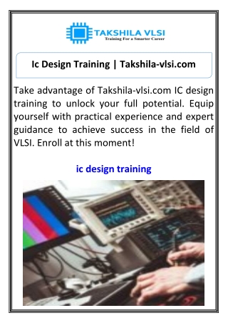 Ic Design Training  Takshila-vlsi.com