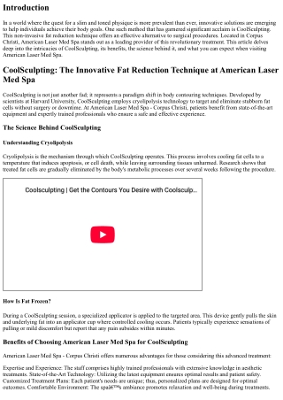 CoolSculpting: The Innovative Fat Reduction Technique at American Laser Med Spa