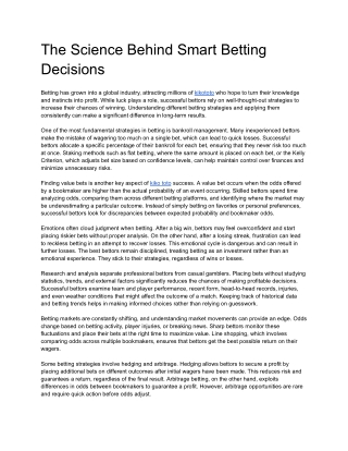 The Science Behind Smart Betting Decisions