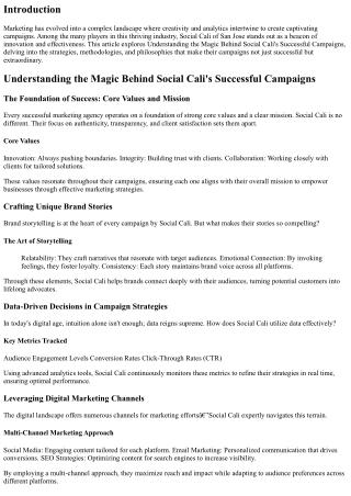 Understanding the Magic Behind Social Cali's Successful Campaigns.