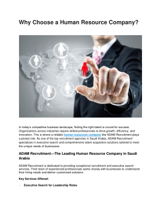 Why Choose a Human Resource Company