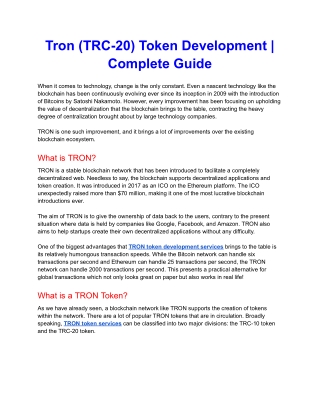 Tron (TRC-20) Token Development _ Complete Guide