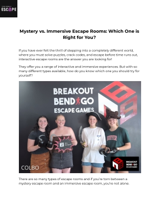 Mystery vs. Immersive Escape Rooms_ Which One is Right for You_