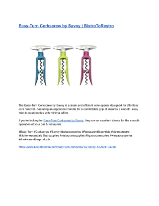 Easy-Turn Corkscrew by Savoy _ BistroToRestro