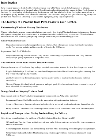 The Journey of a Product from Pitco Foods to Your Kitchen