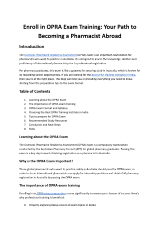 Enroll in OPRA Exam Training