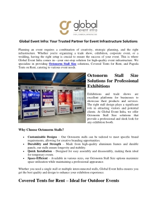 Global Event Infra Your Trusted Partner for Event Infrastructure Solutions