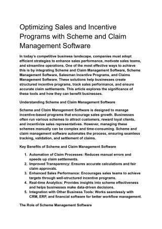 Optimizing Sales and Incentive Programs with Scheme and Claim Management Software