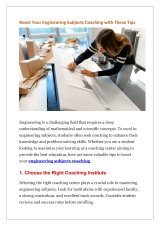 Boost Your Engineering Subjects Coaching with These Tips