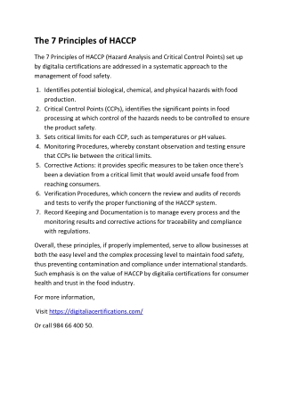 The 7 Principles of HACCP