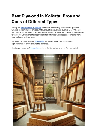Best Plywood in Kolkata_ Pros and Cons of Different Types