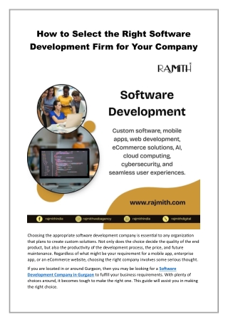 How to Select the Right Software Development Firm for Your Company