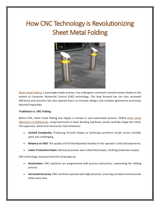 How CNC Technology is Revolutionizing Sheet Metal Folding