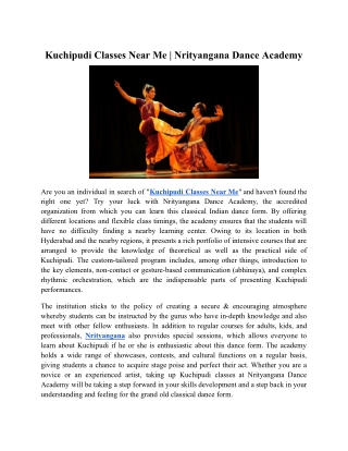 Kuchipudi Classes Near Me