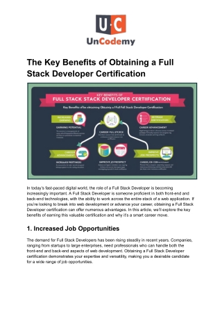 The Key Benefits of Obtaining a Full Stack Developer Certification