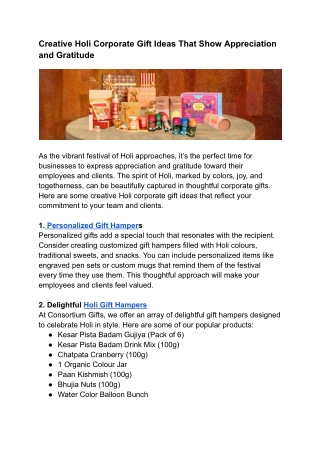 Creative Holi Corporate Gift Ideas That Show Appreciation and Gratitude