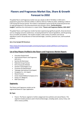 Global Flavors and Fragrances Market Size, Trends, and Forecast 2023-2032