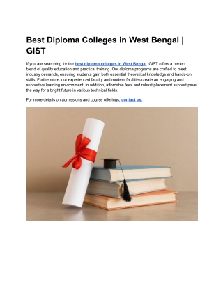 Best Diploma Colleges in West Bengal _ GIST