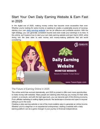 Start Your Own Daily Earning Website & Earn Fast in 2025