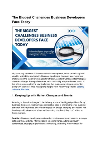 Jeremy Johnson Murrieta Discusses Business Development Challenges & Solutions