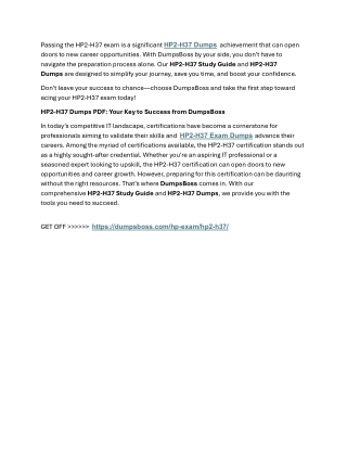 HP2-H37 Exam Success with Dumpsboss Exam Dumps