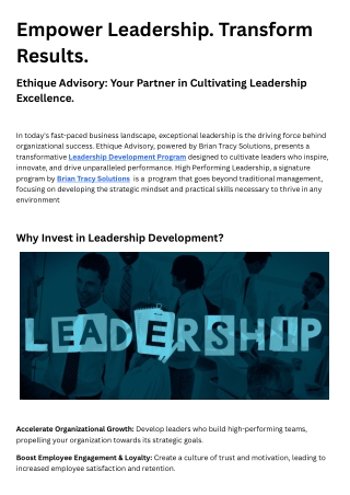Empower Leadership. Transform Results.