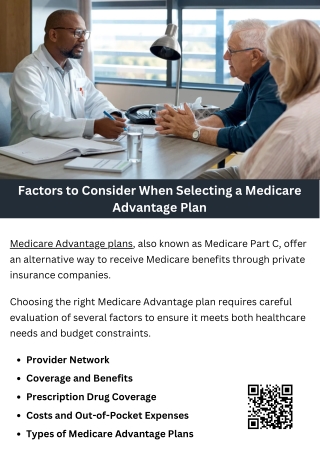 Factors to Consider When Selecting a Medicare Advantage Plan