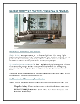 Modern Furniture for the Living Room in Chicago