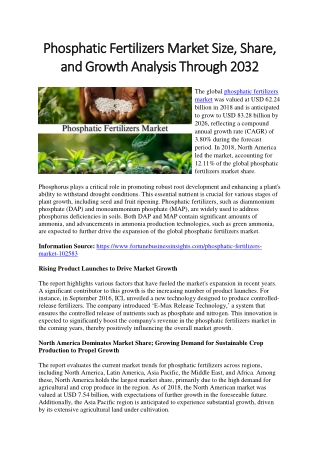 Phosphatic Fertilizers Market Size, Share, Trends and Growth Forecast by 2032
