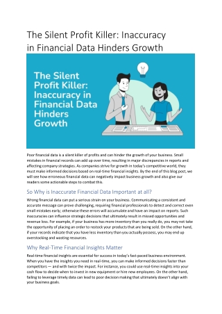 The Silent Profit Killer: Inaccuracy in Financial Data Hinders Growth