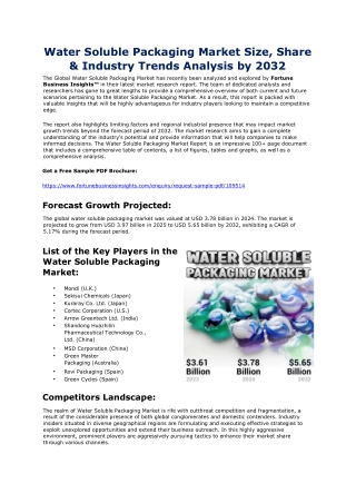 Comprehensive Analysis of the Water Soluble Packaging Market Size and Share by 2