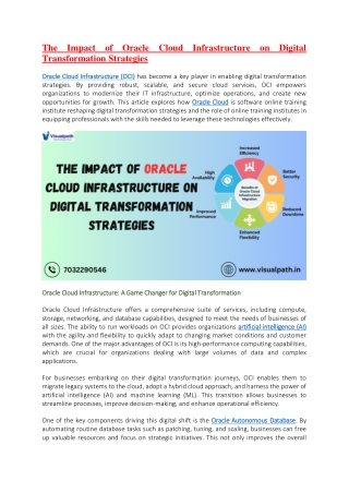 Oracle Cloud Infrastructure - OCI Training in Bangalore