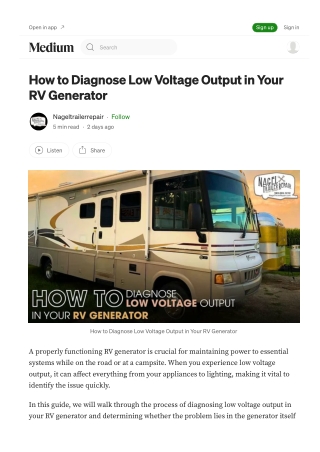 Solve RV generator voltage drops with RV Repair Michigan help