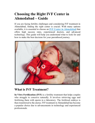 Choosing the Right IVF Center in Ahmedabad – Guide
