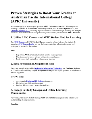 Proven Strategies to Boost Your Grades aT (APIC University)